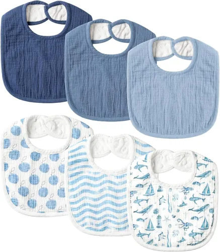 Miniatura 11 de POIKSHARK Paquete de 6 baberos de muselina unisex para niños y niñas, baberos de algodón, baberos de babeo y dentición para bebés Neutro