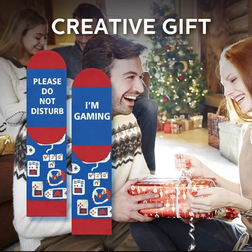 Miniatura 146 de AGRIMONY Calcetines divertidos con texto en inglés «Do Not Disturb Gaming» para hombres, mujeres, adolescentes, niños, Pascua, padres, cumpleaños