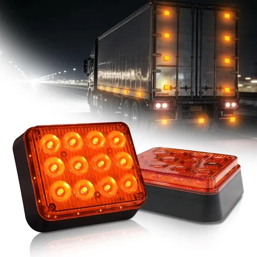 Luces estroboscópicas de emergencia ámbar, 2 unidades, 12 luces LED magnéticas intermitentes de seguridad para camiones, camionetas, remolques,