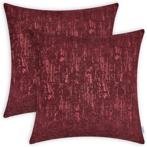 CaliTime Juego de 2 fundas de cojín de felpilla súper suaves teñidas de mármol jacquard para sofá, decoración de casa rural, 18 x 18 pulgadas, color