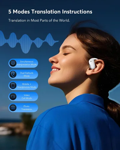 Miniatura 4 de Auriculares de traducción AI en tiempo real, 198 audífonos de traductor de idiomas, Audifonos Traductores Inglés Inglés, auriculares de traducción 3