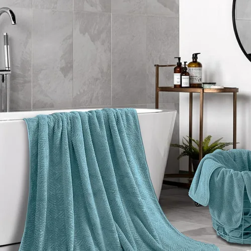 Miniatura 3 de CHINO Juego de 8 toallas de baño turquesa, 2 toallas grandes/2 toallas de mano/4 toallitas, toalla de baño grande de 600 GSM, toalla de secado