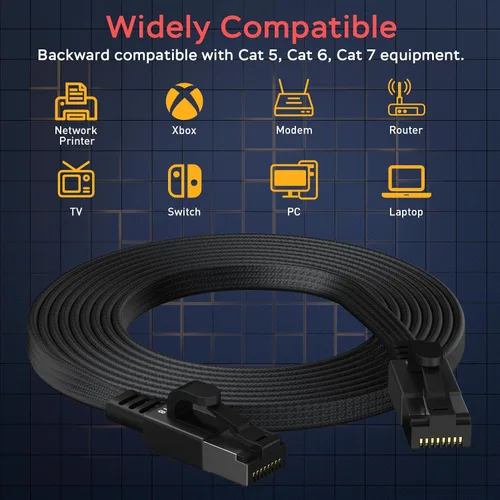 Miniatura 7 de Cable Ethernet Smolink de 1.5 pies, cable de red de alta velocidad Cat 8 de 40 Gbps, 2000 MHz, cable LAN SFTP RJ45 blindado de alta resistencia
