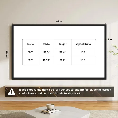 Miniatura 5 de Pantalla de proyector de alta ganancia con marco fijo de SilverMagic - Ganancia de 2.6X y 30% ALR - Pantalla blanca para montaje en pared