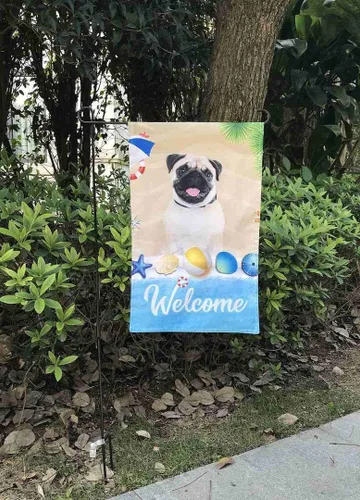 Miniatura 3 de Bandera de jardín con bonito diseño de cachorro, Shih Tzu, con diseño de perro y mascota, bandera de Estados Unidos, flores silvestres, césped