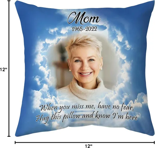 Miniatura 7 de Hyturtle Almohada Conmemorativa Personalizada de Condolencias con Inserto de 12"x12" Regalos Impresos de Doble Cara para la Pérdida de un Ser Cielo 3