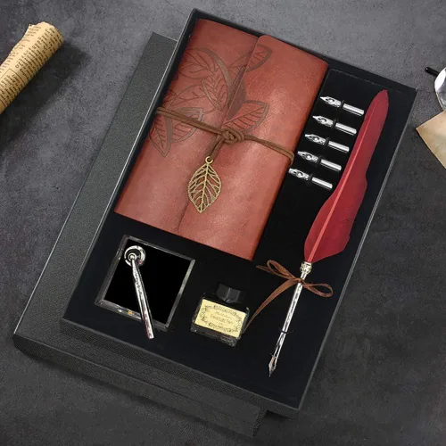 Miniatura 9 de GCCL Juego de Pluma y Tinta, Juego de Plumas de Caligrafía de Pluma Antigua para Mojar, incluye Pluma de Pluma, 5 Plumillas de Repuesto, Base