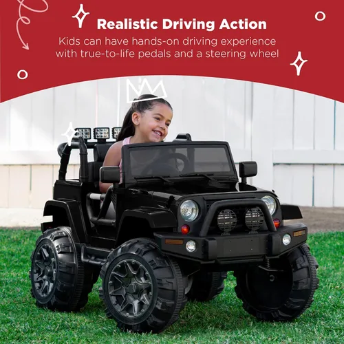 Miniatura 2 de Best Choice Products, Camión Ride On Car con alimentación de 12 V a control remoto, 3 velocidades, Suspensión a espiral, luces de LED, negro