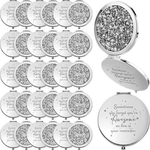 Miniatura 10 de Roowest 10 piezas de espejo compacto de regalos para mujeres, Sometimes You Forget Your Awesome Bulk Apreciation Party Favores para empleados, Oro