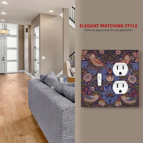 Miniatura 1012 de Placa Decorativa de Pared de Granja Rústica con Cuerno de Madera para Puerta de Granero 1 Banda Duplex Cubiertas de Toma Eléctrica Soltera