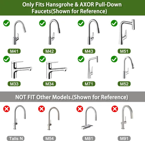 Miniatura 5 de 88624000 - Pieza de repuesto de manguera de pulverización extraíble para grifo de cocina, compatible con Hansgrohe 95507000 95506000, manguera