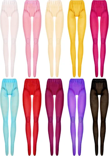 Miniatura 12 de Sotiff 10 pares de medias de encaje para muñeca hechas a mano, calcetines largos de Navidad, accesorios para muñecas de Navidad, leggings para ropa