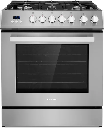 COSMO COS-305AGC - Cocina independiente de gas para horno individual de 30 pulgadas y 5.0 pies cúbicos con placa de cocina de 5 quemadores y