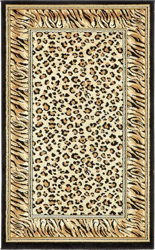 Unique Loom Wildlife Collection - Alfombra con diseño de borde con temática de animales inspirada en el mundo salvaje, con diseño de guepardo (3