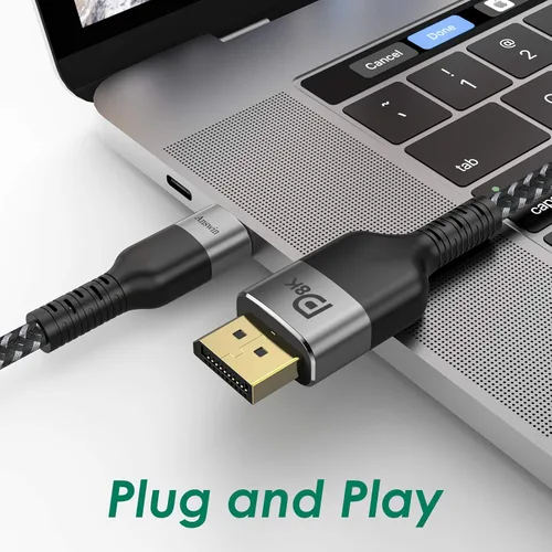 Miniatura 6 de Cable USB C a DisplayPort de 6.5 pies 8K a 60 Hz (4K a 144 Hz/120 Hz, 2K a 240 Hz) Thunderbolt 3 a DisplayPort 1.4 Cable de 32.4 Gbps para iPhone
