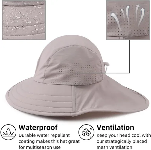 Miniatura 71 de Sombrero de verano para niños pequeños con solapa para el cuello, impermeable, sombrero de natación para niños, protección UV, sombrero de playa