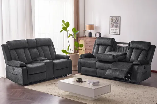 Miniatura 15 de Sofá reclinable de terciopelo, sofá biplaza reclinable doble con calor y masaje, sofá reclinable de pared con USB y tipo C, sofá reclinable