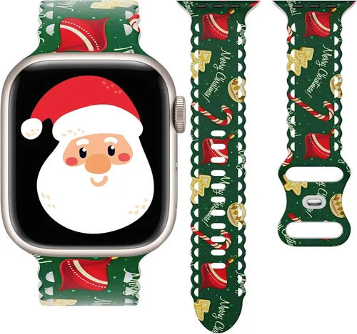 Miniatura 26 de Correa de encaje floral compatible con Apple Watch de 40mm 44mm 46mm 41mm 45mm 38mm 42mm 49mm, mujeres, correa deportiva de repuesto de silicona E