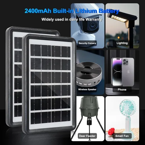 Miniatura 4 de Kit de cargador de batería solar potable o Fiexd de 5 V 3 W con batería recargable de 2400 mAh (luz LED de 3 W, USB calbe) Multifunciones f