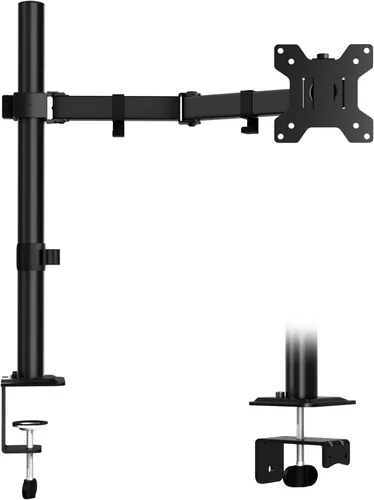 ERGOMAKER – Soporte de escritorio para monitor único, soporte de monitor se ajusta a pantallas LCD de 13" a 27", brazo de pantalla completamente