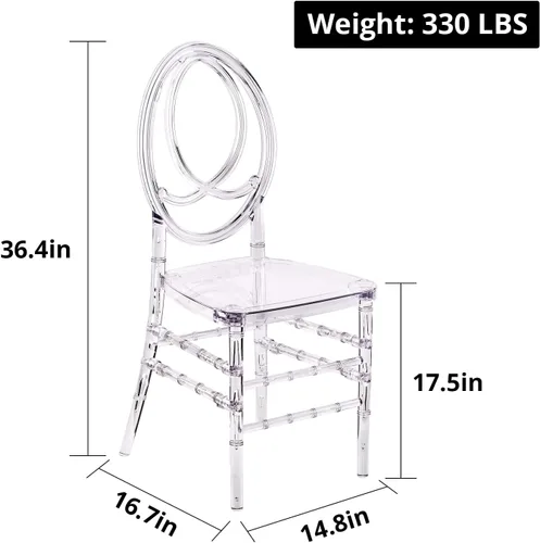 Miniatura 6 de LLS Juego de 4 sillas de comedor fantasma transparentes, sillas auxiliares apilables de acrílico con respaldo alto de castillo, sillas de eventos