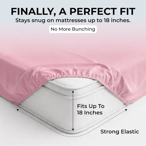 Miniatura 4 de Sábanas de Cama de Algodón 100% Natural Juego de Sábanas Twin de Tejido Satinado de Una Sola Capa de 500 TC Ropa de Cama Sólida Suave