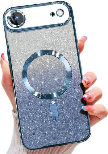 Miniatura 26 de Misscase Funda magnética compatible con iPhone 14 con purpurina y protector de lente de cámara, protección completa, compatible con MagSafe