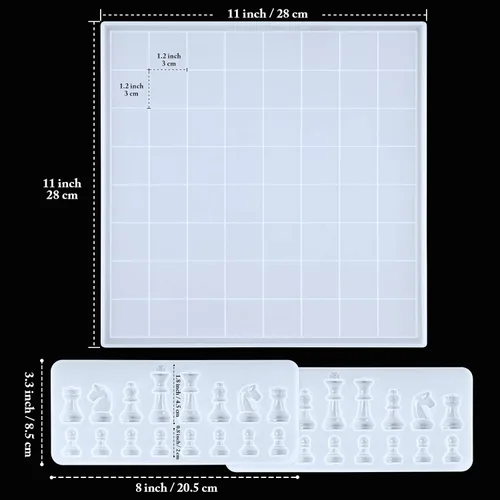 Miniatura 2 de NiArt Kit de moldes de silicona para fundición de resina de 11 x 11 pulgadas, juego de tablero y piezas 3D, manualidades, bandeja epoxi UV