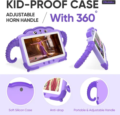 Miniatura 5 de Tableta para Niños de 7 Pulgadas Tabletas para Niños de 3-7 32 GB Tabletas para Niños Pequeños con YouTube Funda WiFi Cámara Dual, Tableta