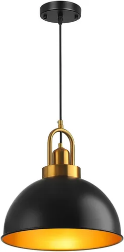Lámpara colgante negra de granja para isla de cocina, lámpara de olla industrial, lámpara colgante moderna, lámpara de jaula de metal, lámpara de