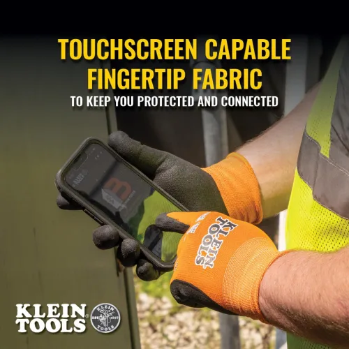 Miniatura 3 de Klein Tools 60582 Guantes de Trabajo, Guantes de Punto Sumergidos Resistentes a Cortes ANSI A1 con Revestimiento de Nitrilo, Nylon-Spandex