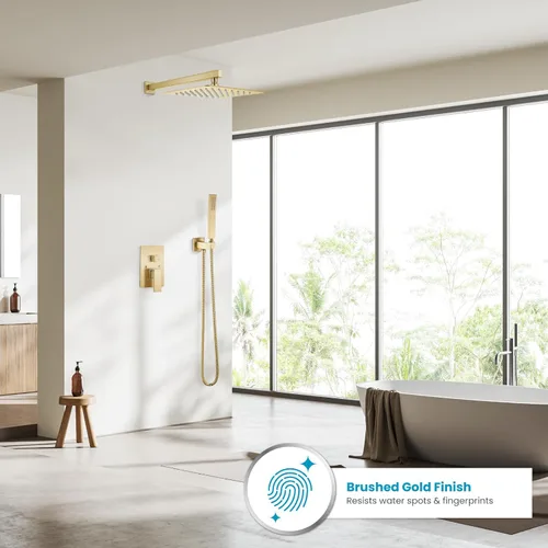 Miniatura 2 de gotonovo Sistema de ducha de lluvia para baño, juego de cabezal y mango de ducha de lluvia montado en la pared, conjunto completo combinado de latón