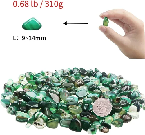 Miniatura 2 de YIYA Piedras pulidas de ágata verde de 0.68 libras, piedras preciosas de cuarzo de cristal natural para decoración del hogar, relleno de jarrón