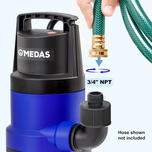 Miniatura 3 de MEDAS 1HP 3434 GPH Bomba de Sumidero Sumergible Bomba de Agua Limpia/Sucia Bomba Utilitaria Portátil con Cable de 16.4 pies para Piscina Jardín