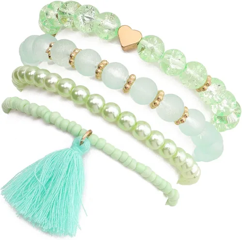 Juego de pulseras de perlas con cuentas de cristal Herishi y disco de semilla de corazón colorido mate bola de cristal multicolor perlas de