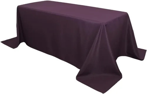 Miniatura 55 de Your Chair Covers - Mantel rectangular de poliéster de 90 x 132 pulgadas, color morado, mantel de boda sin costuras de alta calidad para mesas