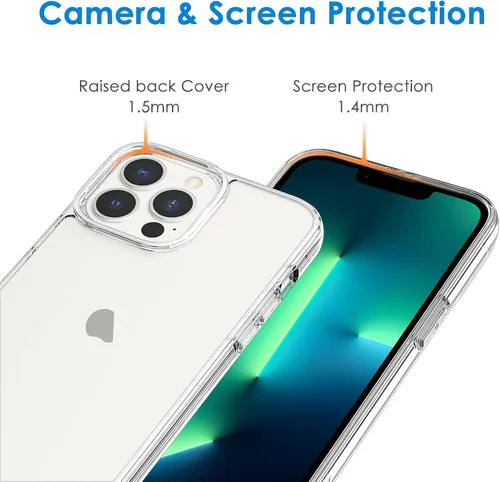 Miniatura 5 de JETech - Funda para iPhone 13 Pro Max de 17 cm, cubierta a prueba de golpes transparente antiamarilleamiento, parte trasera transparente