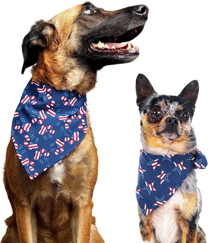 Bandana para perro del 4 de julio, paquete de 2 bandanas de perro con bandera estadounidense para perros medianos y grandes, patriótico de Estados
