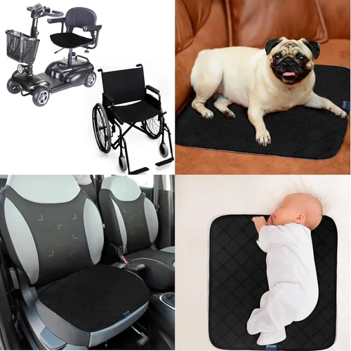 Miniatura 6 de Almohadillas impermeables para sillas de incontinencia de 22 x 21 pulgadas, paquete de 2 protectores de asiento reutilizables antideslizantes y Negro