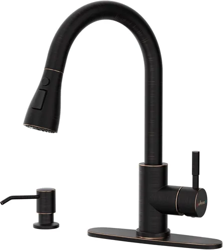 Miniatura 22 de APPASO Grifo de cocina negro con filtro de agua, mangueras certificadas por cUPC, grifos de fregadero de 3 vías con rociador extraíble, 3 modos