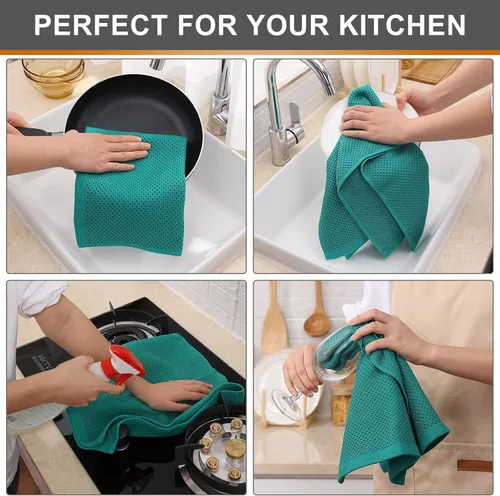 Miniatura 129 de Kitinjoy - Paños de cocina de 100 % algodón, tela de tejido gofrado, paño de limpieza ultrasuave, absorbente y de secado rápido. Beige