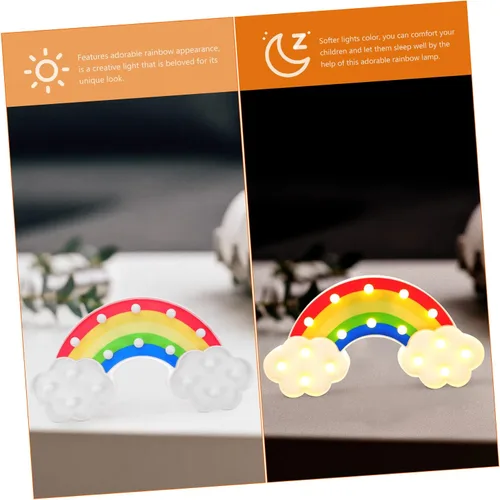 Miniatura 3 de Uonlytech Lámpara de modelado de arco iris, decoración de zorro, lámpara de escritorio decorativa, luz de neón arco iris, luz LED de escritorio