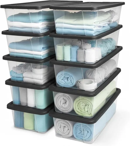Miniatura 14 de HOMZ - Paquete de 10 contenedores Snaplock, pequeños organizadores de plástico transparentes con tapas, 6 cuartos de galón, azul - Cajas Tapa azul