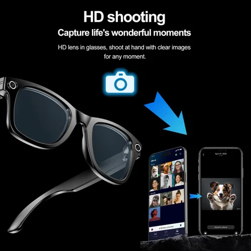 Miniatura 2 de Gafas inteligentes AI con cámara,Foto y video HD,Gafas de sol Bluetooth Altavoces incorporados,Música inalámbrica y llamada