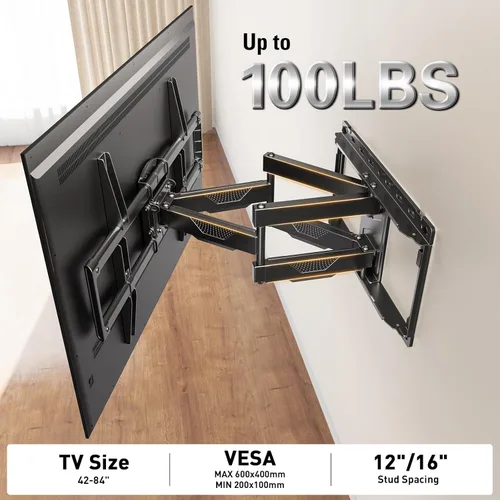 Miniatura 5 de Mounting Dream Montura de pared para TV UL Listada para la mayoría de televisores de 42-84 pulgadas, de movimiento completo, con giro e inclinación