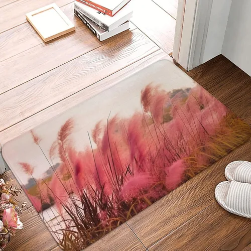 Miniatura 13 de Tapete para puerta delantera, estampado de peonías, primavera, tapete de bienvenida, absorbente, antideslizante, tapete de entrada suave, alfombra