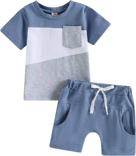 Miniatura 70 de Conjunto de camiseta de manga corta para bebé niño y niña, camiseta de manga corta, pantalones cortos casuales, ropa para recién nacidos, 6, 12, 18