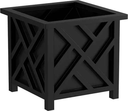 Pure Garden Caja de maceta con diseño de celosía – Maceta decorativa al aire libre de 14.75 pulgadas cuadradas para flores o plantas – Decoración