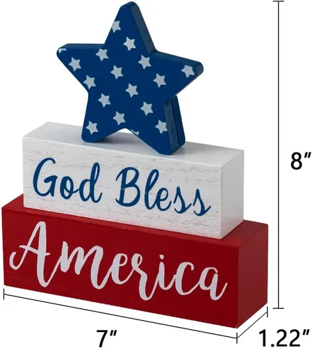 Miniatura 3 de MEETYAMOR Decoraciones del 4 de julio, Día de los Caídos de Dios bendiga América con estrella, decoración patriótica del Día de la Independencia