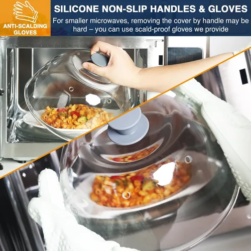 Miniatura 6 de Lopeztek Cubierta alta de vidrio contra salpicaduras para microondas, 0.9-2.2 pies cúbicos para microondas, protector de salpicaduras para platos